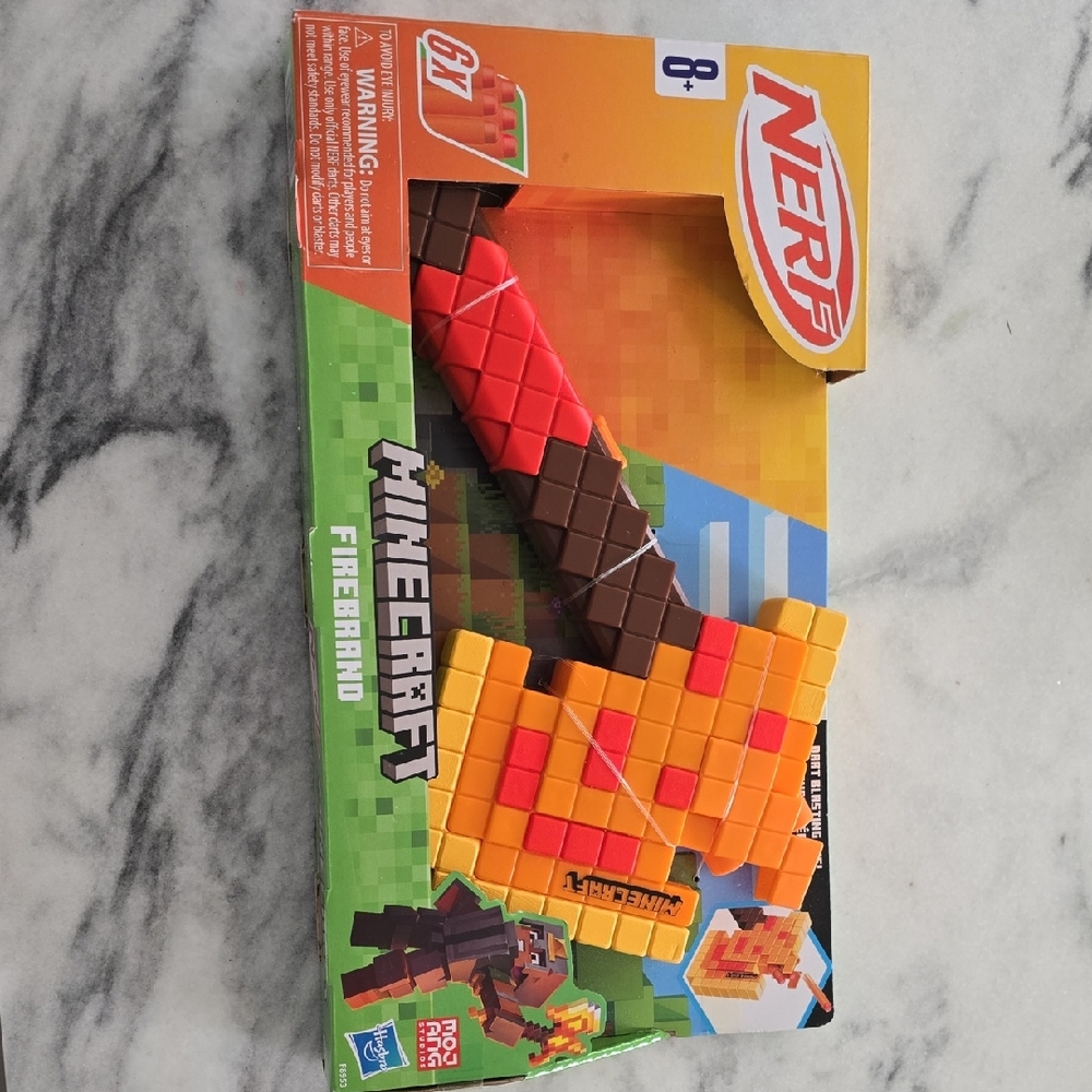 NERF Minecraft Firebrand Axe - Vibrant Orange and Brown